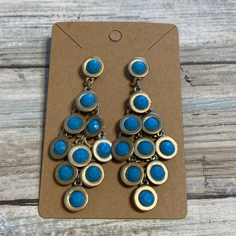 Lucky Brand EARRINGS Chandelier‎ Turquoise Color Drop dangle NWOT blue